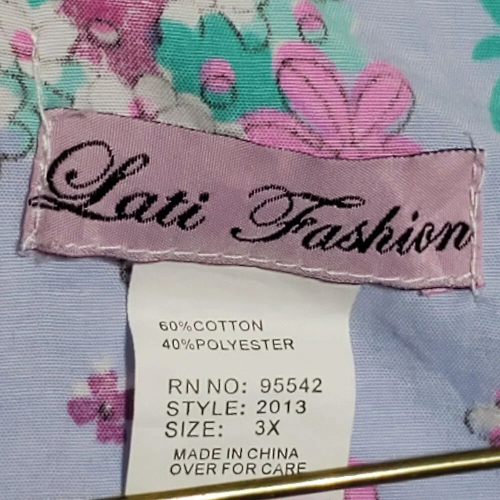 VTG Lati Fashion 3X Floral house coat moomoo Embroidered grannycore pockets - Picture 7 of 10